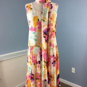 Feraud 3 piece Skirt Dress outfit Scarf Floral S
